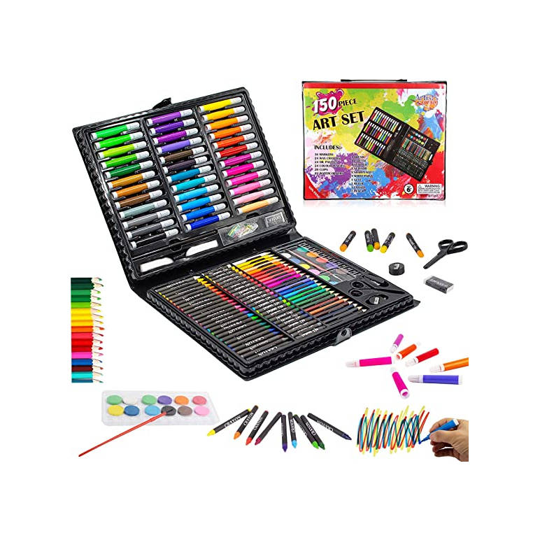 Toys & Activity :: Kinspory 150Pc Art Set with Sketch Book, Coloring Art  Kit Drawing Art Supplies Case, Markers Crayon Colour Pencils for Budding  Artists Kids Teens Boys -Black